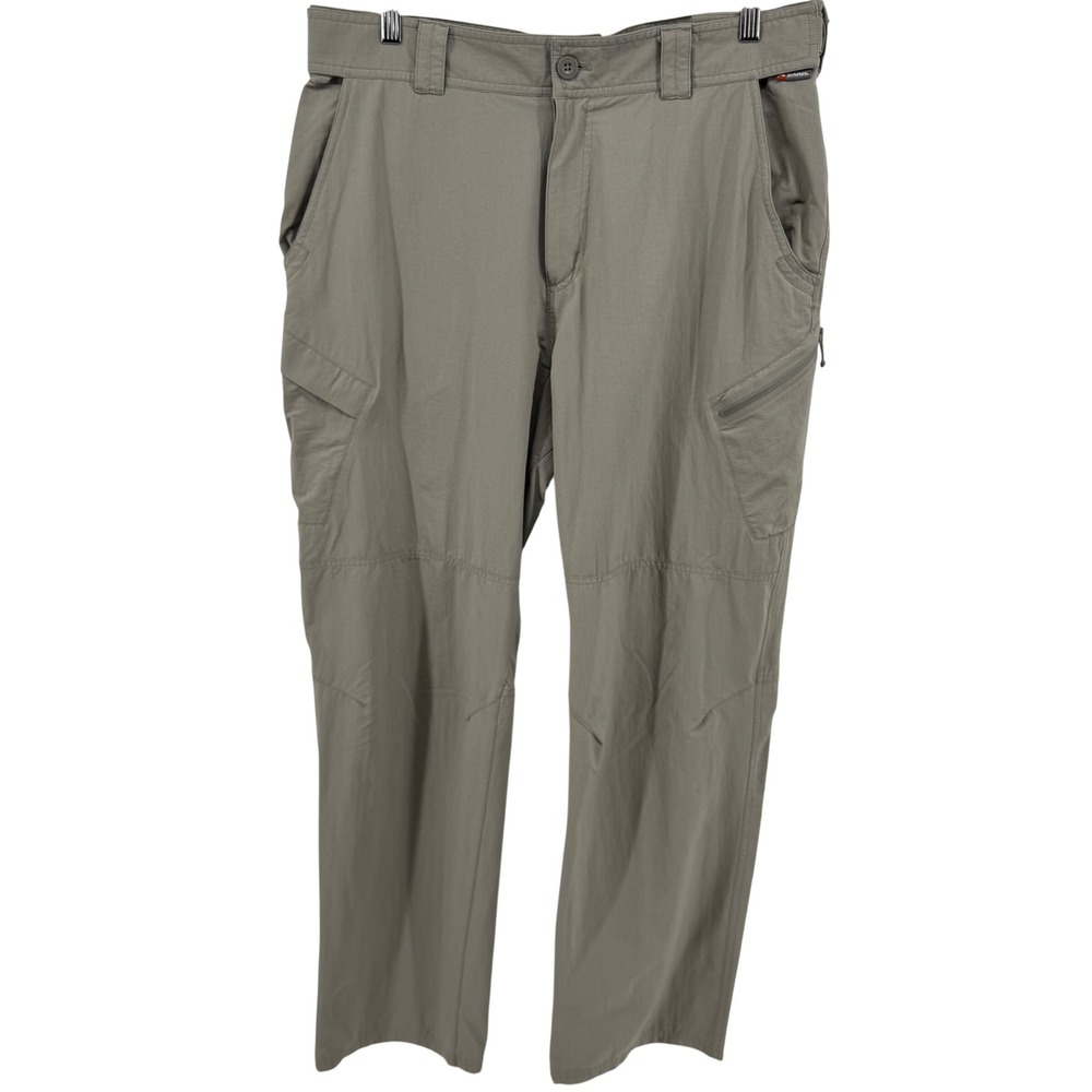 Simms Fishing Pants Mens L 32" Inseam Tan Nylon Stretch Cargo Hiking Outdoor